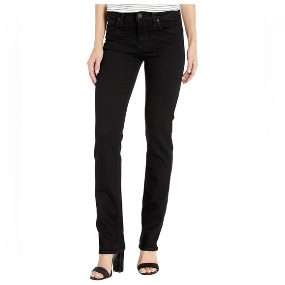 New Hudson Nico Straight Jeans Black Mid Rise Long Length Tall Sz 26 - Picture 2 of 11